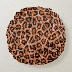 Leopard Jaguar Cat Brown bontpatroon-24609 Rond Kussen