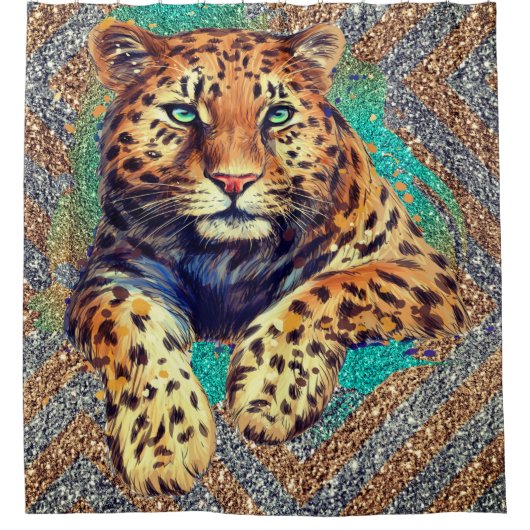 Leopard - Jaguar Shower Curtain Douchegordijn (Voorkant)