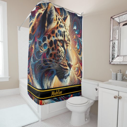 Leopard Joy: Draaiend Oerwoud Majesteit Douchegordijn (In situ)