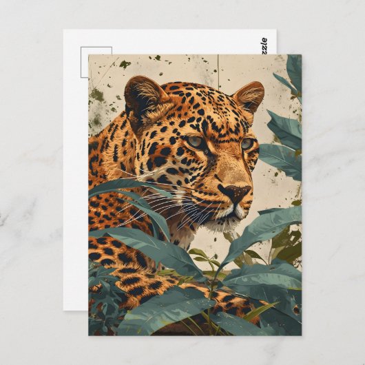 Leopard Jungle : Carte postale Vintage (Devant / Derrière)