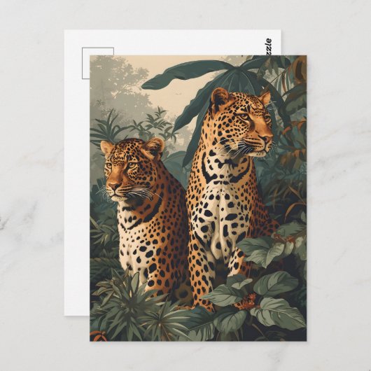 Leopard Jungle : Carte postale Vintage (Devant / Derrière)