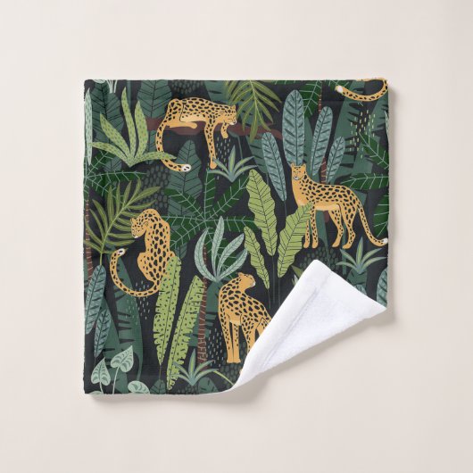 Leopard Jungle Forest Illustration Seamless (Gant de toilette)