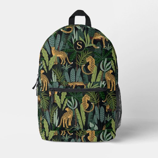 Leopard Jungle Forest Illustration Seamless Custom Bedrukte Rugzak (Voorkant)