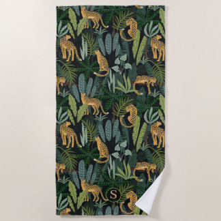 Leopard Jungle Forest Illustration Seamless Custom Strandlaken