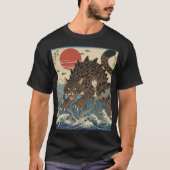 Leopard Kaiju Ukiyo-e Wave T-shirt (Voorkant)