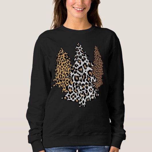 leopard kerstbomen cheetah cadeau voor kunstdrukke trui (Voorkant)