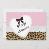 Leopard Lace Heart Baby shower Invitation Kaart (Voorkant)
