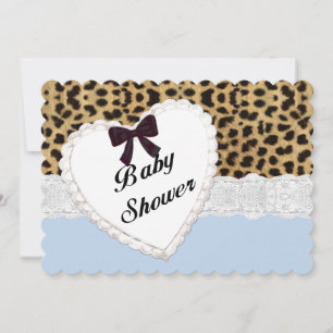 Leopard Lace Heart Baby shower Invitation Kaart