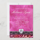 Leopard Lace Sweet 16 Invitations Coeur rose (Dos)