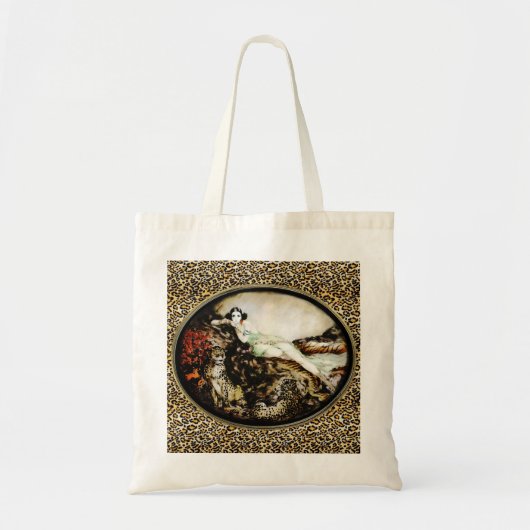 Leopard Lady Bag van Icart Etching Art Deco Style Tote Bag (Voorkant)
