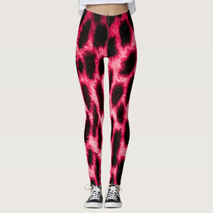Leopard Leather: rood-zwarte textuur. Leggings