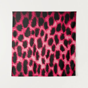 Leopard Leather: rood-zwarte textuur. Wandkleed