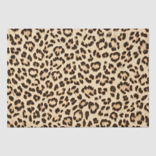 Leopard Lederen Print Patroon Monogram Tissuepapier (Voorkant)