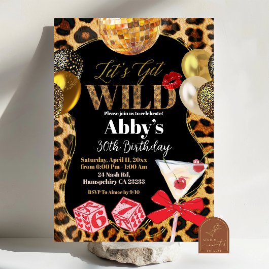 Leopard Let's Get Wild Birthday Invitation