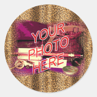 Leopard Lijst Sjabloon Ronde Sticker