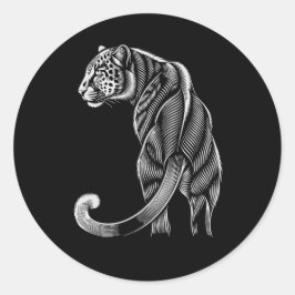 Leopard Line Art – Fierce & Fluid Ronde Sticker