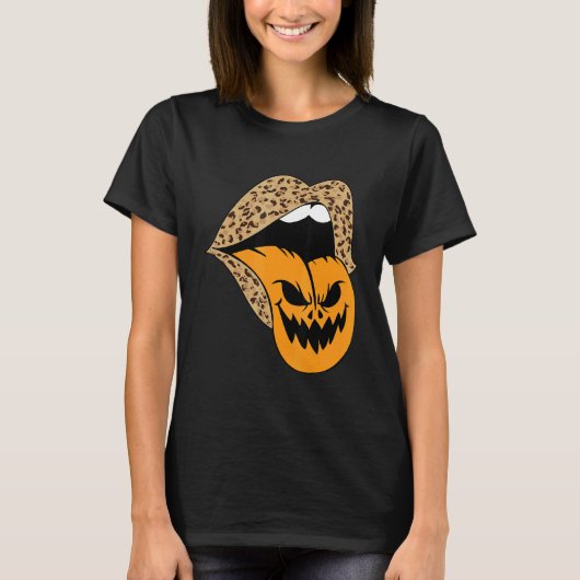Leopard Lips Halloween Lips Vampire Mouth Pumpkin  T-shirt (Voorkant)