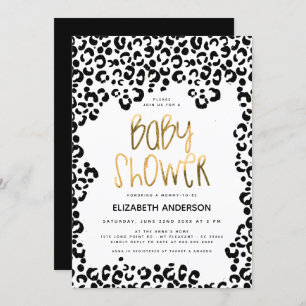 Leopard Little Wild One Safari Gold Baby shower Kaart