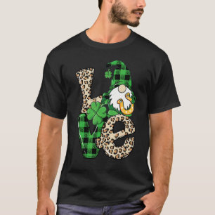 Leopard Love Gnome Lucky Shamrock St Patrick's Day T-shirt