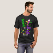 Leopard Love Nurse Life Scrub Nursing Mardi Gras W T-shirt (Voorkant volledig)