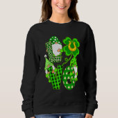 Leopard Love Three Gnomes Lucky Shamrock St Patric Trui (Voorkant)