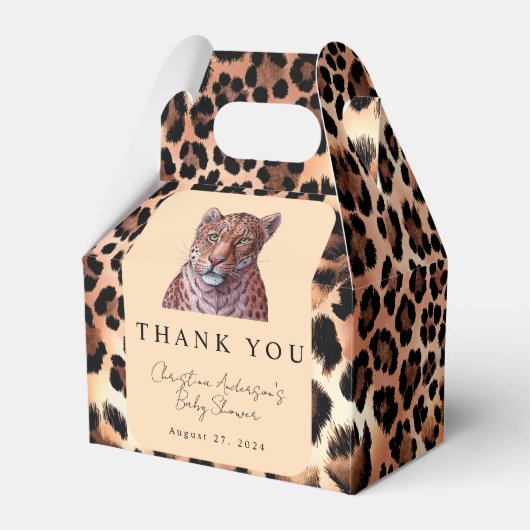 Leopard Luxury Lion Tiger Wool Pattern Baby shower Bedankdoosjes (Voorkant Zijde)