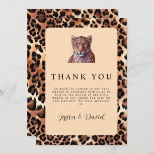 Leopard Luxury Lion Tiger Wool Pattern Baby shower Bedankkaart