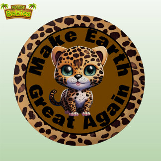 Leopard, maak de aarde weer geweldig Schattige Ronde Button 3,2 Cm