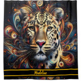 Leopard Magic: Artistieke Oerwoud Sfeer Douchegordijn (Voorkant)