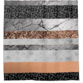 Leopard Marble Glitter Stripes Glam 3 Douchegordijn (Voorkant)