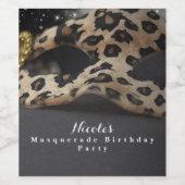 Leopard Masquerade Masker & Parels Party Wijnlabel Wijn Etiket (Enkel label)