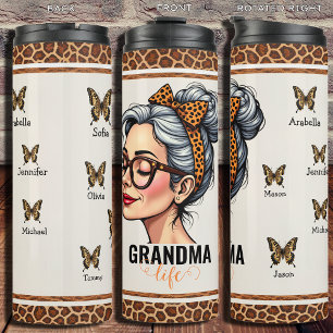 Leopard Messy Bun gepersonaliseerde oma Thermosbeker