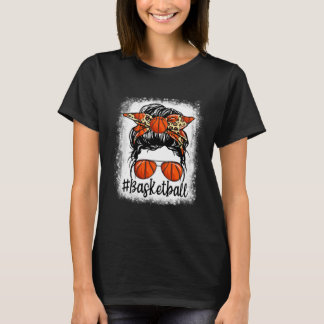 Leopard Messy Bun Moederdag Basketbal Mama T-shirt