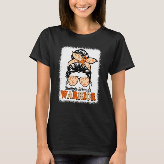 Leopard Messy Bun Multiple Sclerosis Warrior MS Aw T-shirt (Voorkant)