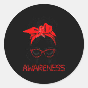 Leopard Messy Hair Bun Stroke Awareness Survivor W Ronde Sticker