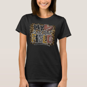 Leopard Mijn hart ligt op dat veld Football mam T-shirt