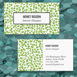 Leopard Modern Custom Green Animal Print Visitekaartje