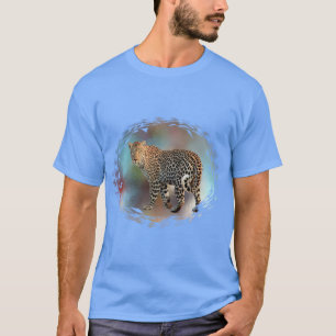 Leopard Modern Elegant Carolina Blue Sjabloon T-shirt