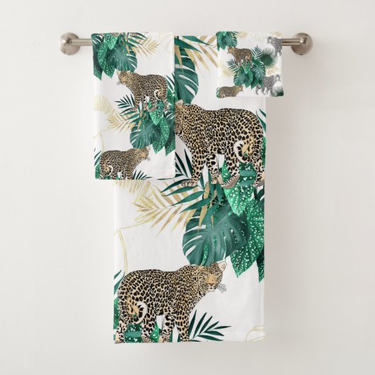 Léopard moderne et conception tropicale de feuille (En situation)