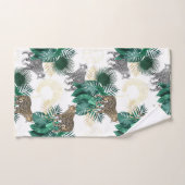 Léopard moderne et conception tropicale de feuille (Serviette à main)