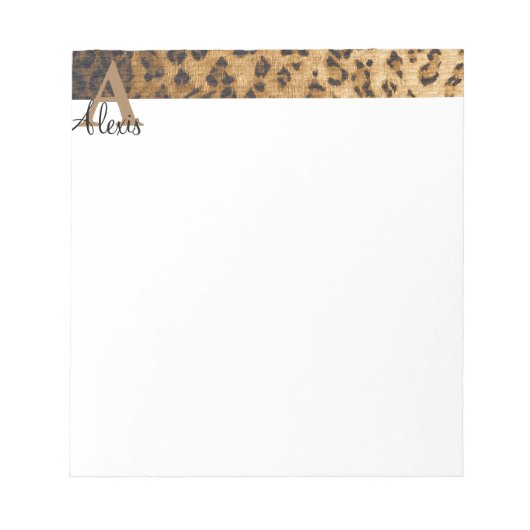 Leopard Monogram Initiaal Letter A Notitieblok (Voorkant)