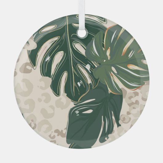 Leopard Monstera: Oerwouden . Glas Ornament (Voorkant)