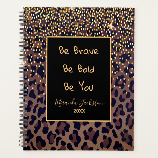 Leopard motif de motivation brun noir 2025 (Devant)