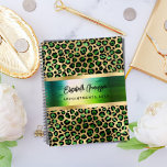 Leopard motif émeraude or vert<br><div class="desc">Elégant,  cool,  glamour et féminin avec motif léopard vert émeraude et faux or. Personnalisez et ajoutez votre nom. Personnalisez et ajoutez votre nom et une année. Le nom est écrit avec un script de style moderne écrit à la main. Parfait pour les femmes entrepreneurs,  maquilleurs,  propriétaires de magasins,  consultants.</div>