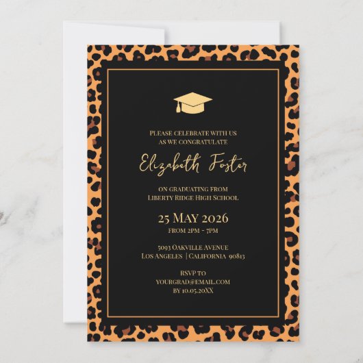 Leopard Motif Photo Graduation Invitation (Dos)