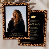 Leopard Motif Photo Graduation Invitation