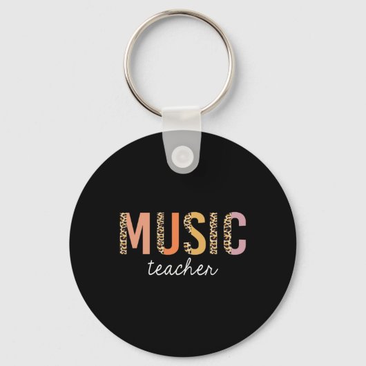 Leopard Music Teacher Cute Back to School Supply Sleutelhanger (Voorkant)