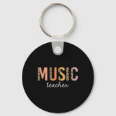 Leopard Music Teacher Cute Back to School Supply Sleutelhanger (Achterkant)