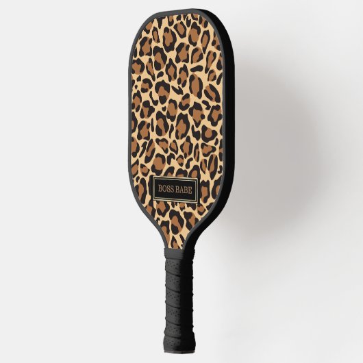 Leopard Naadloze Patroon Aangepaste Naam Pickleball Paddle (Links)