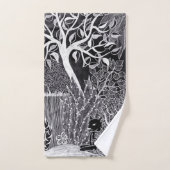 Léopard noir dans la jungle - dessin au crayon (Serviette à main)